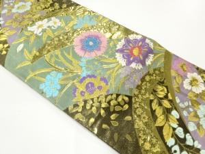 本金花鳥模様織出し丸帯